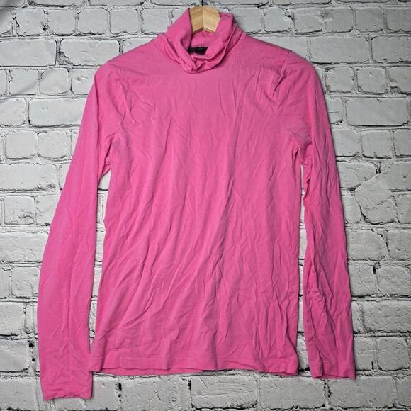 J Crew Pink Long Sleeve Turtleneck Knit Top Size Medium Cotton Blend? - Picture 1 of 8